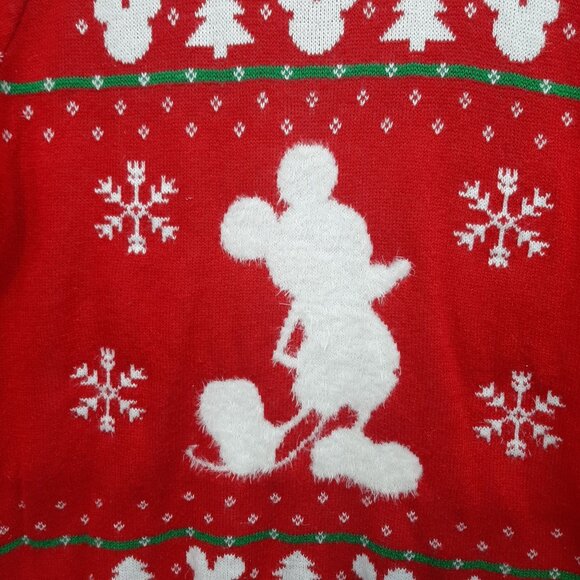 Disney Red Mickey Mouse Christmas Sweater Medium - Picture 2 of 7